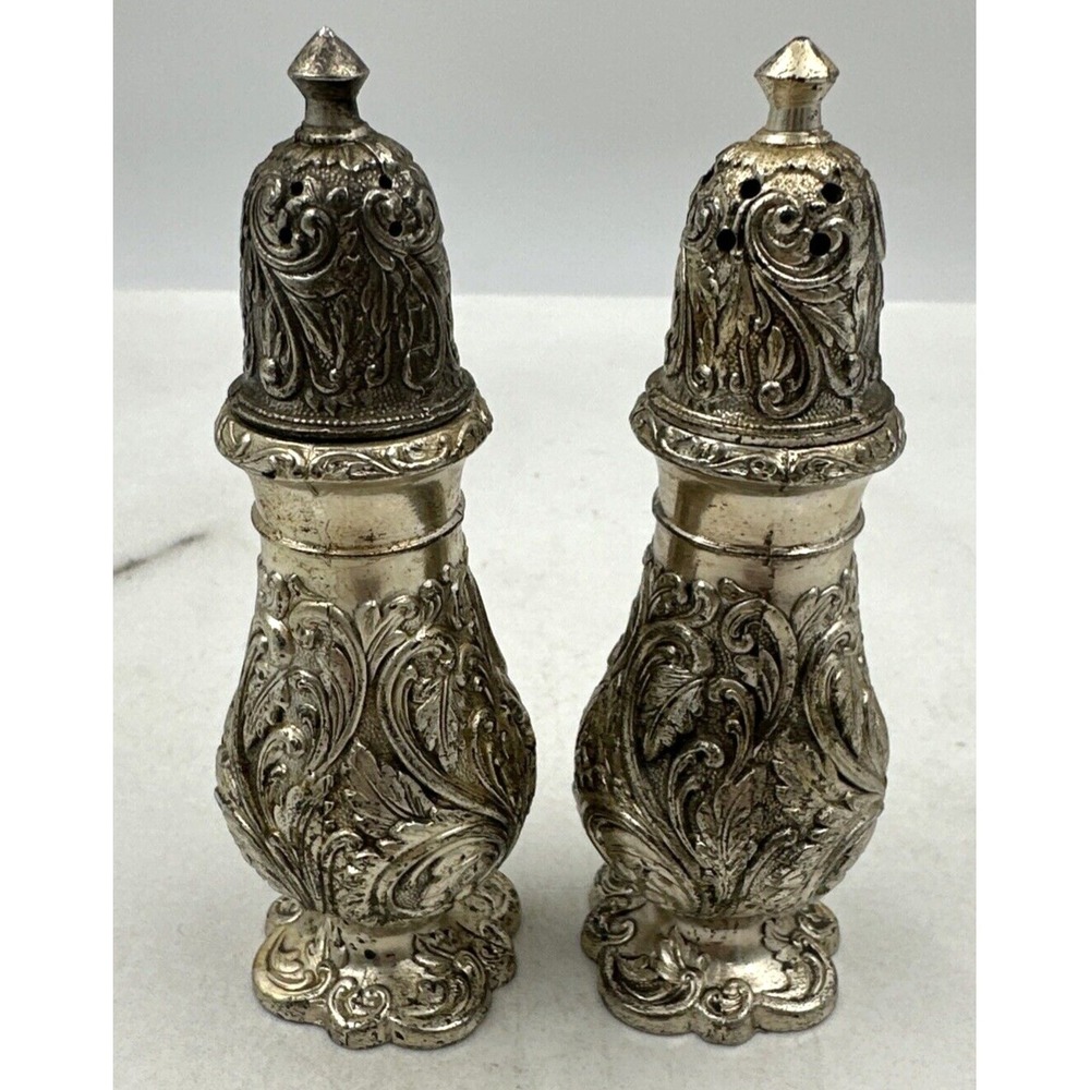 VTG Holiday Imports Salt Pepper Shakers Tarnish Protected Ornate Silver Plate
